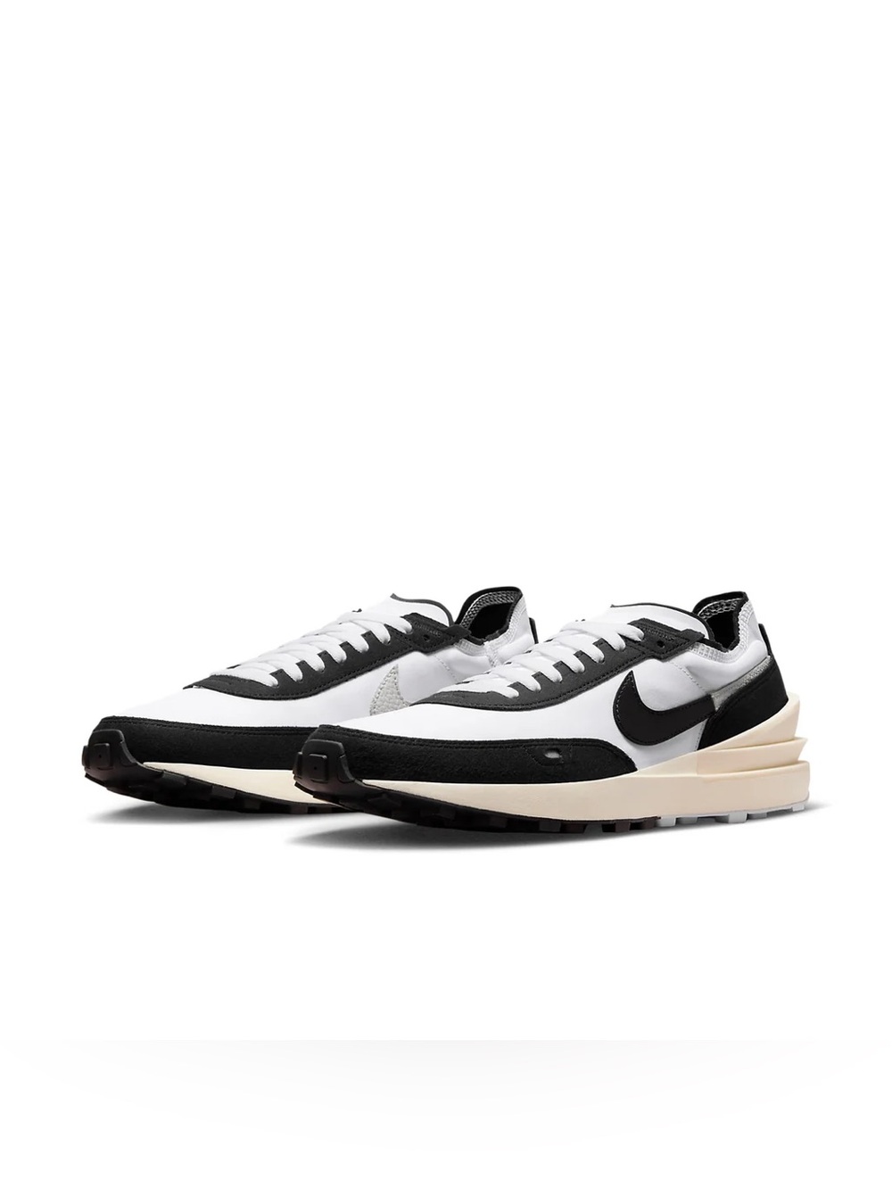 Nike Men’s Black White Cream Retro-Style Sneakers